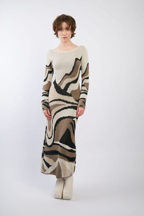 Knitwear one piece long dress BEIGE / MIXED