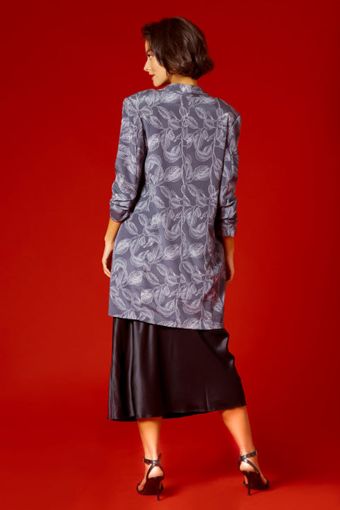 Blue Printed Oversized Blazer