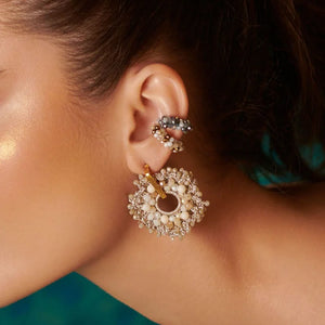 woman with fashion earrings