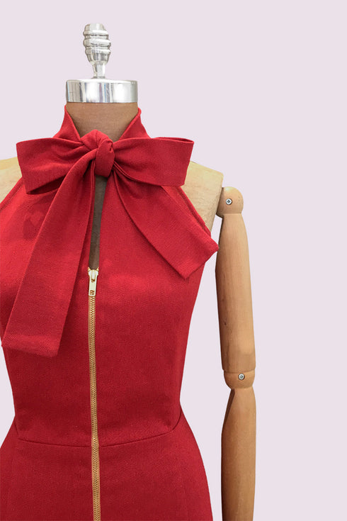 PALMAR HALTER DRESS CUT SILHOUTTE SKIRT RED