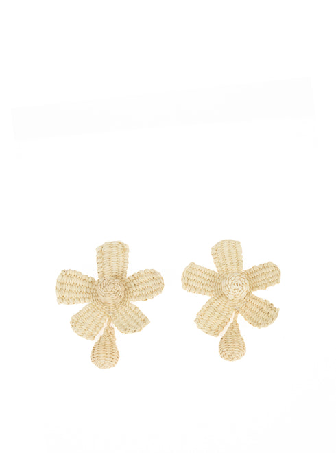Beige Flower Toquilla Earrings