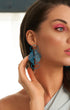 Blue Hand-painted Wavy Earrings
