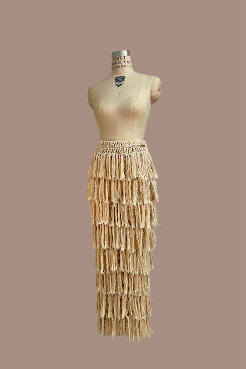 ATENAS LONG SKIRT KNITTED CROCHET IVORY