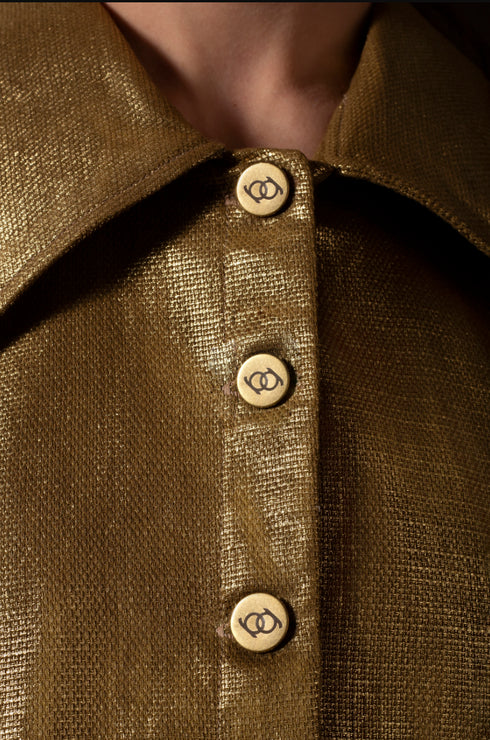 Gold LOVE Handwoven Cropped Jacket