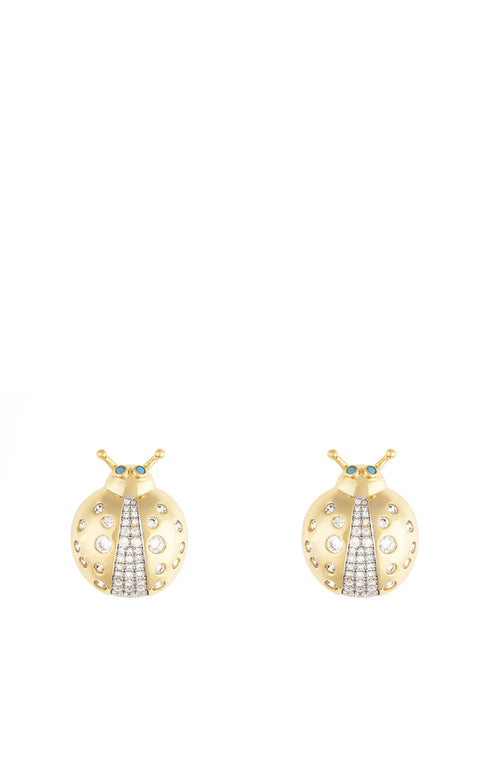 Details on Gold Royal Ladybug Stud Earrings