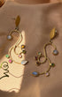 Gold Tourmaline & Moonstone Vine Drop Earrings front view