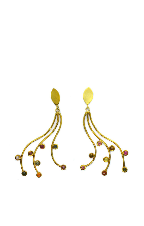 Details of Gold Tourmaline Vine Drop Earrings