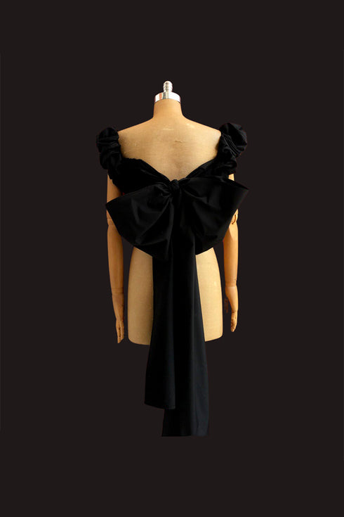 CROP TOP ISABEL SWIMMED SLEEVES BLACK