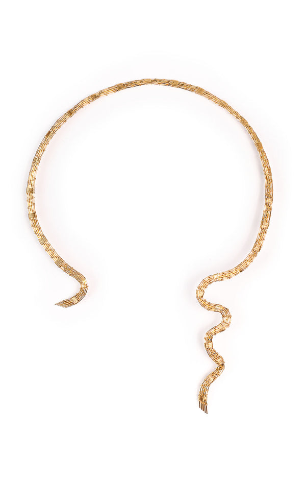 Gold Snake Woven Choker Necklace