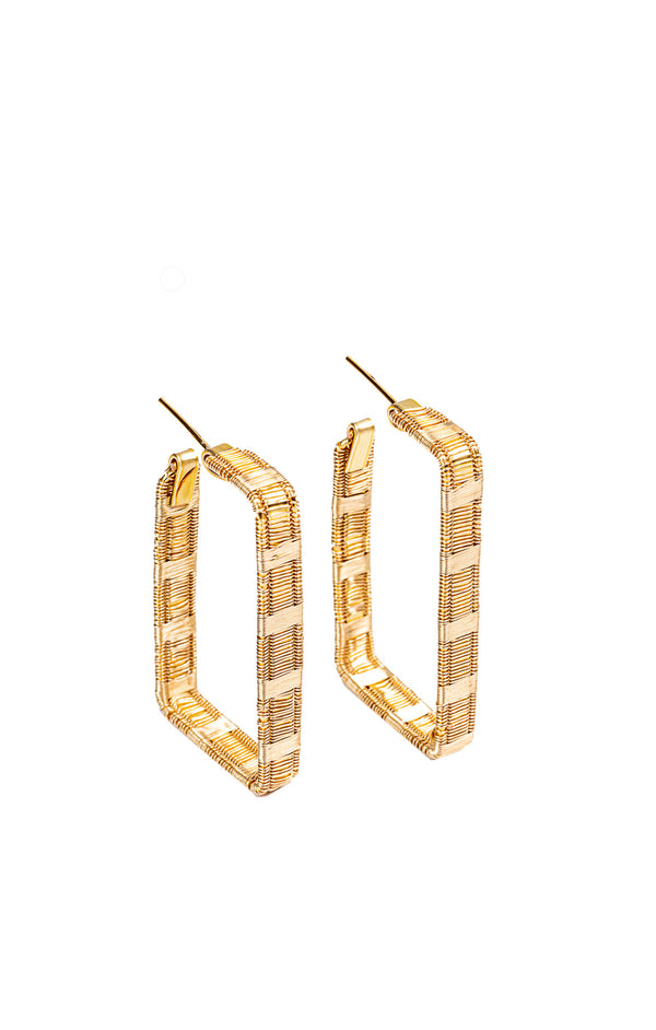 Gold Square Woven Hoops