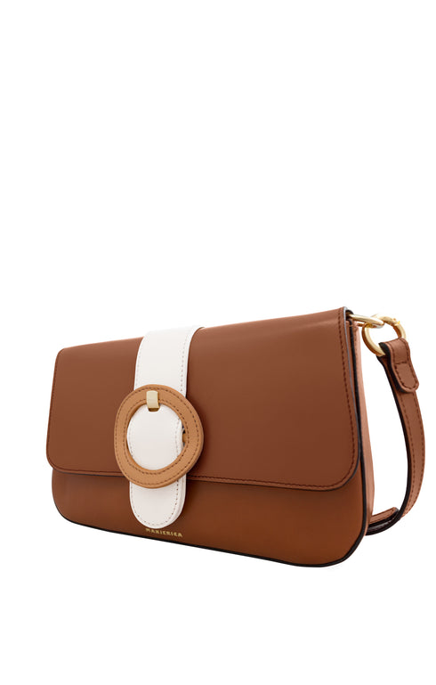 Camel Leather Rectangular Cross-Body Bag