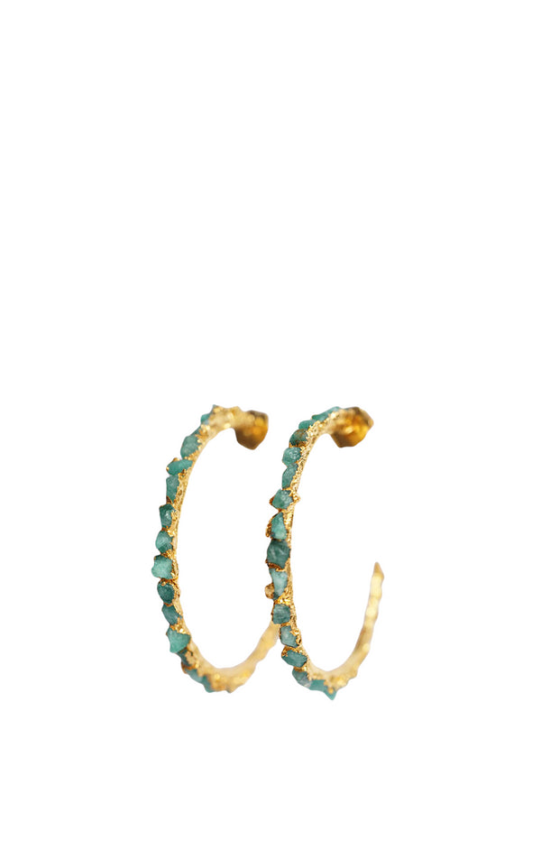 Raw Colombian Emerald Med Hoops