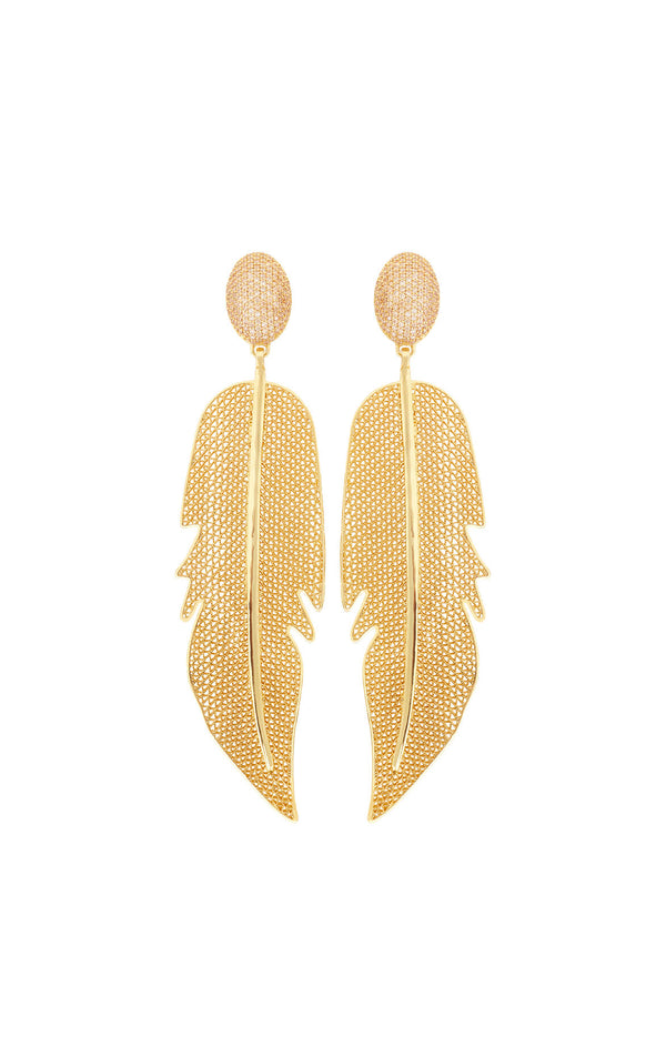 Golden Champagne Gran Pluma Kallpa Earrings
