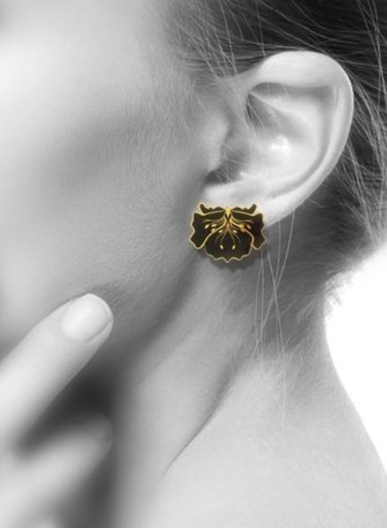 Mini Poppy Black Earrings