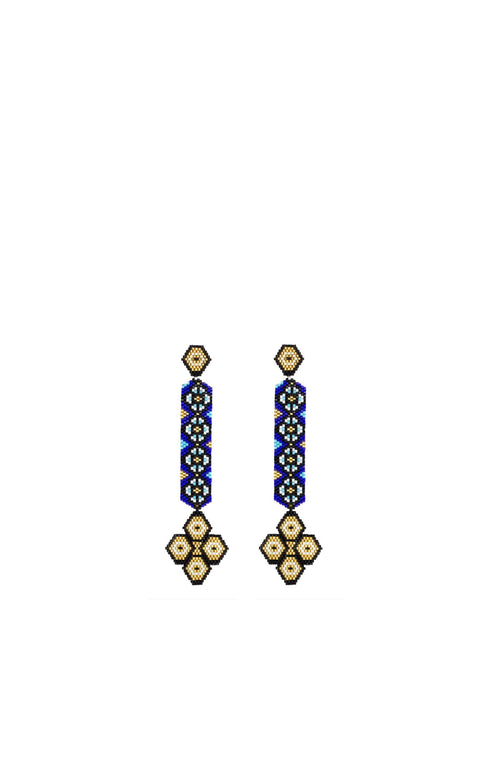 Haiku Earrings Four Eyes Blue Kaleidoscope