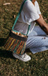 Multicolor Straw Metal chain Shoulder Bag