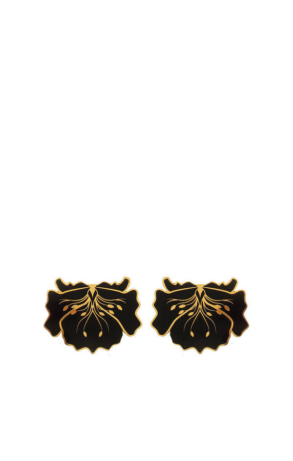 Mini Poppy Black Earrings