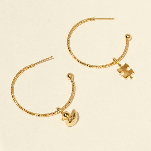 Gold Puzzle Piece Mini Charm