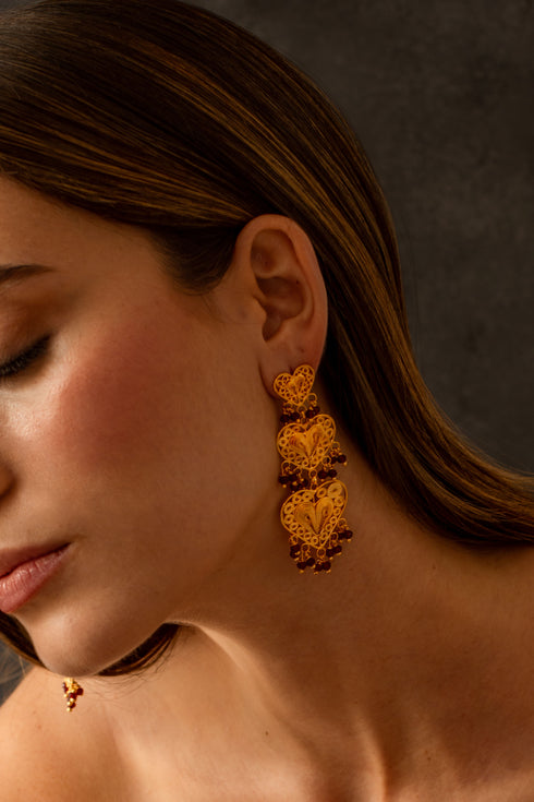 Triple Corazon Swarovski Earrings