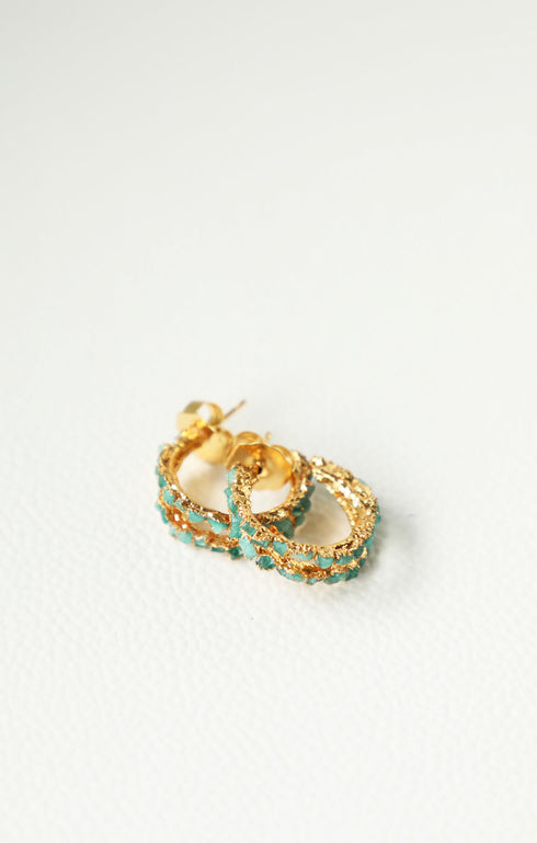 Double Raw Colombian Emerald Hoops