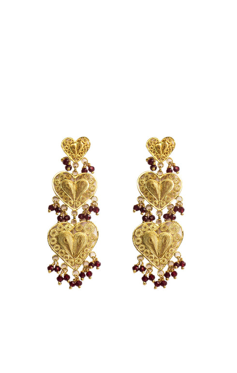 Triple Corazon Swarovski Earrings