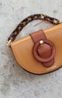 Camel Leather Half Moon Shaped Cross-Body Bag