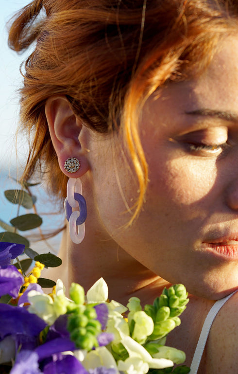 Lavender Flower Chain Earrings