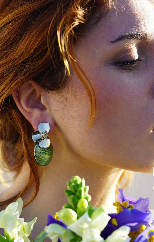 Murano Glass Flower Earrings