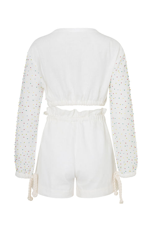 Embroidered Linen Crop Top