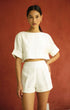 Pearl White Linen Shorts