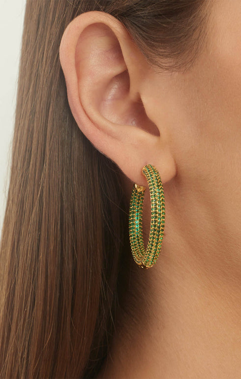 Microcristal Emerald Hoops