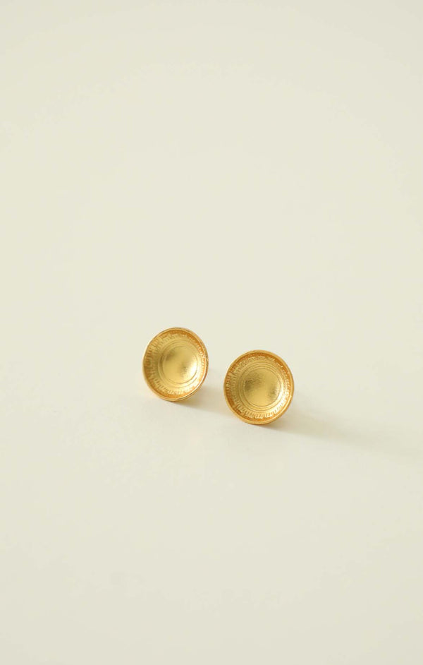 Gold Circle Stamp Earrings