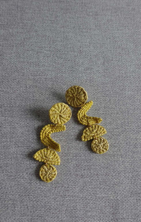 Yellow Geometric Toquilla Earrings
