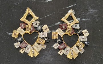 Handmade Heart Beaded Drop Earrings