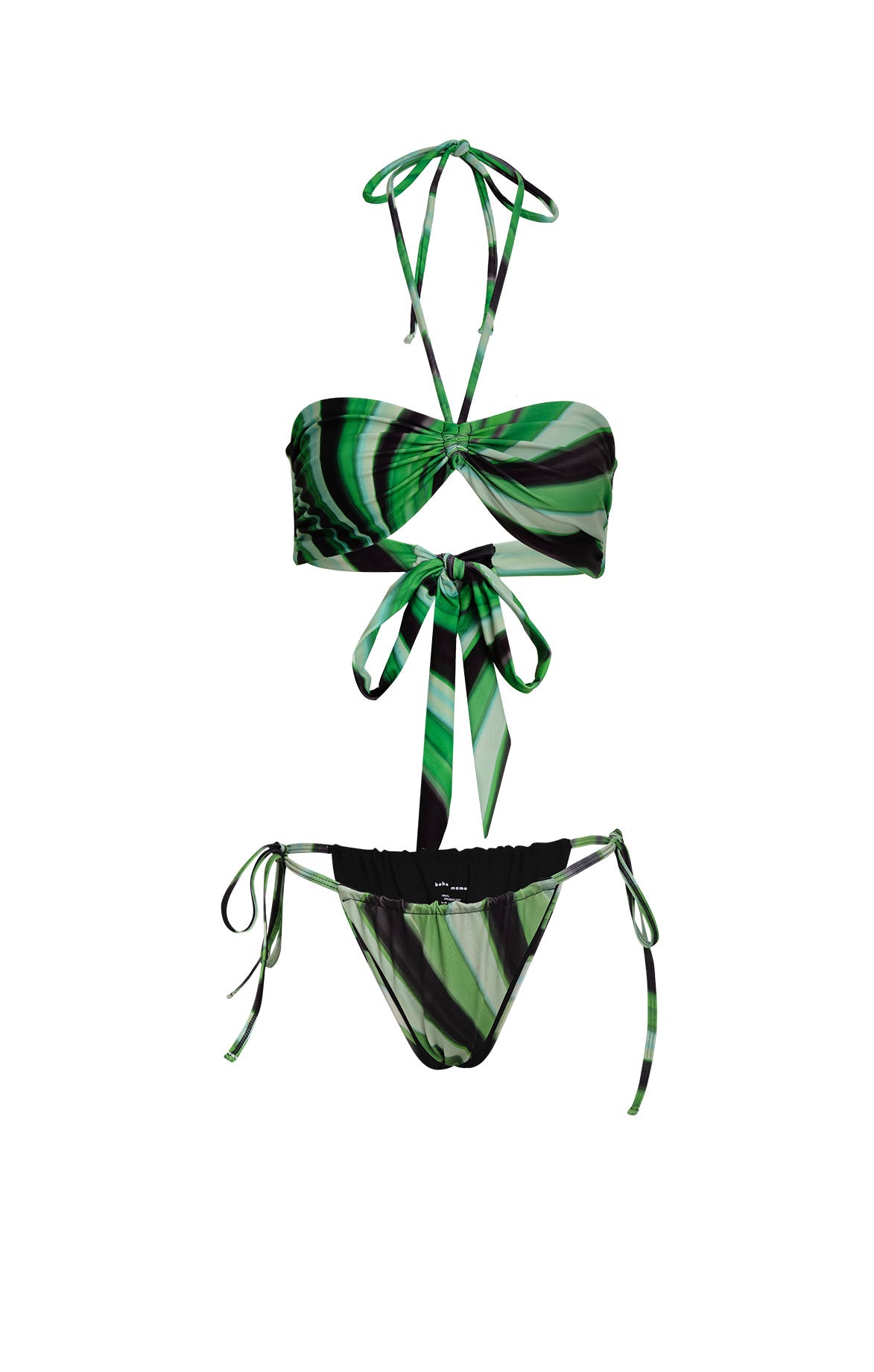 Green Bandeau Halter Tie Bikini SET