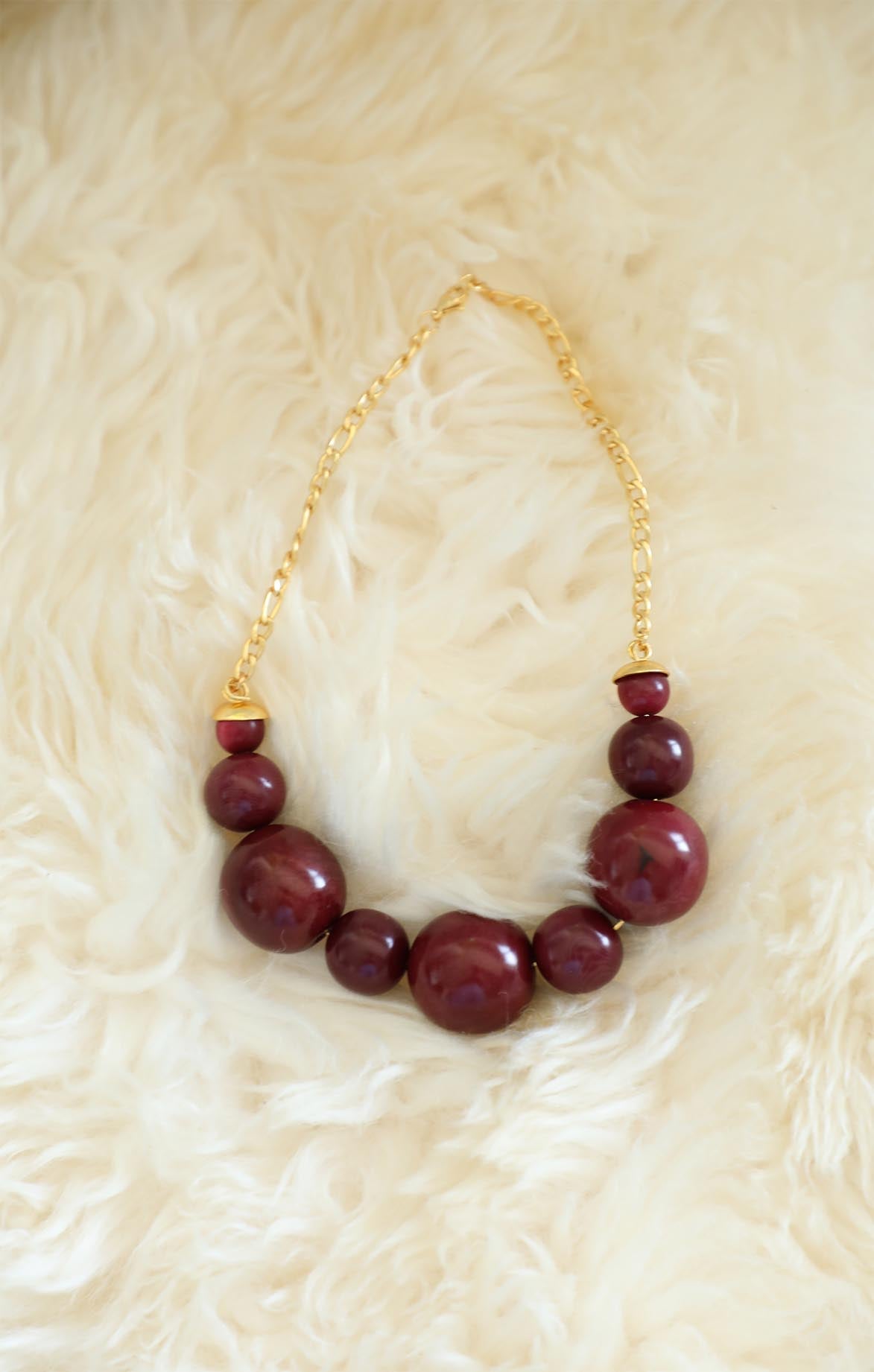 Leda Necklace Wine front view