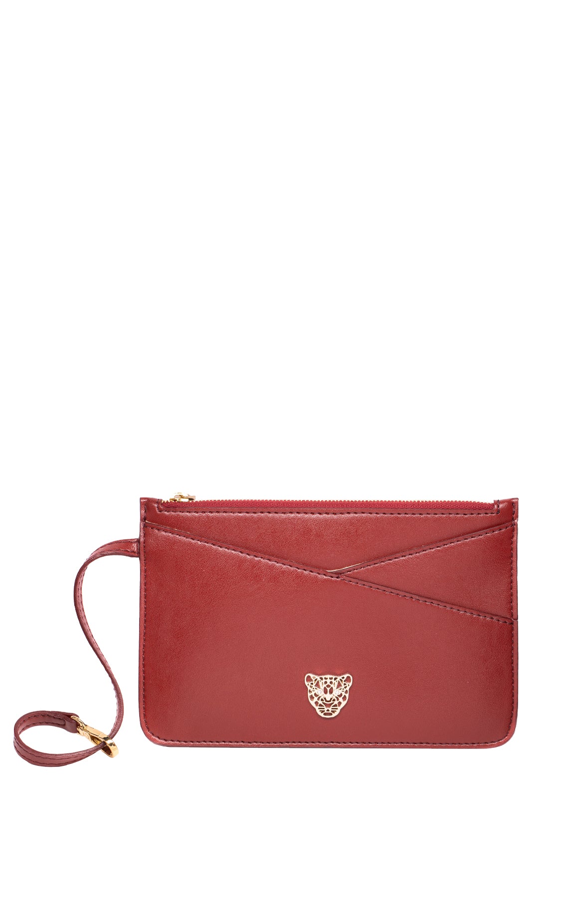 Zoë Leopard Burgundy Wristlet