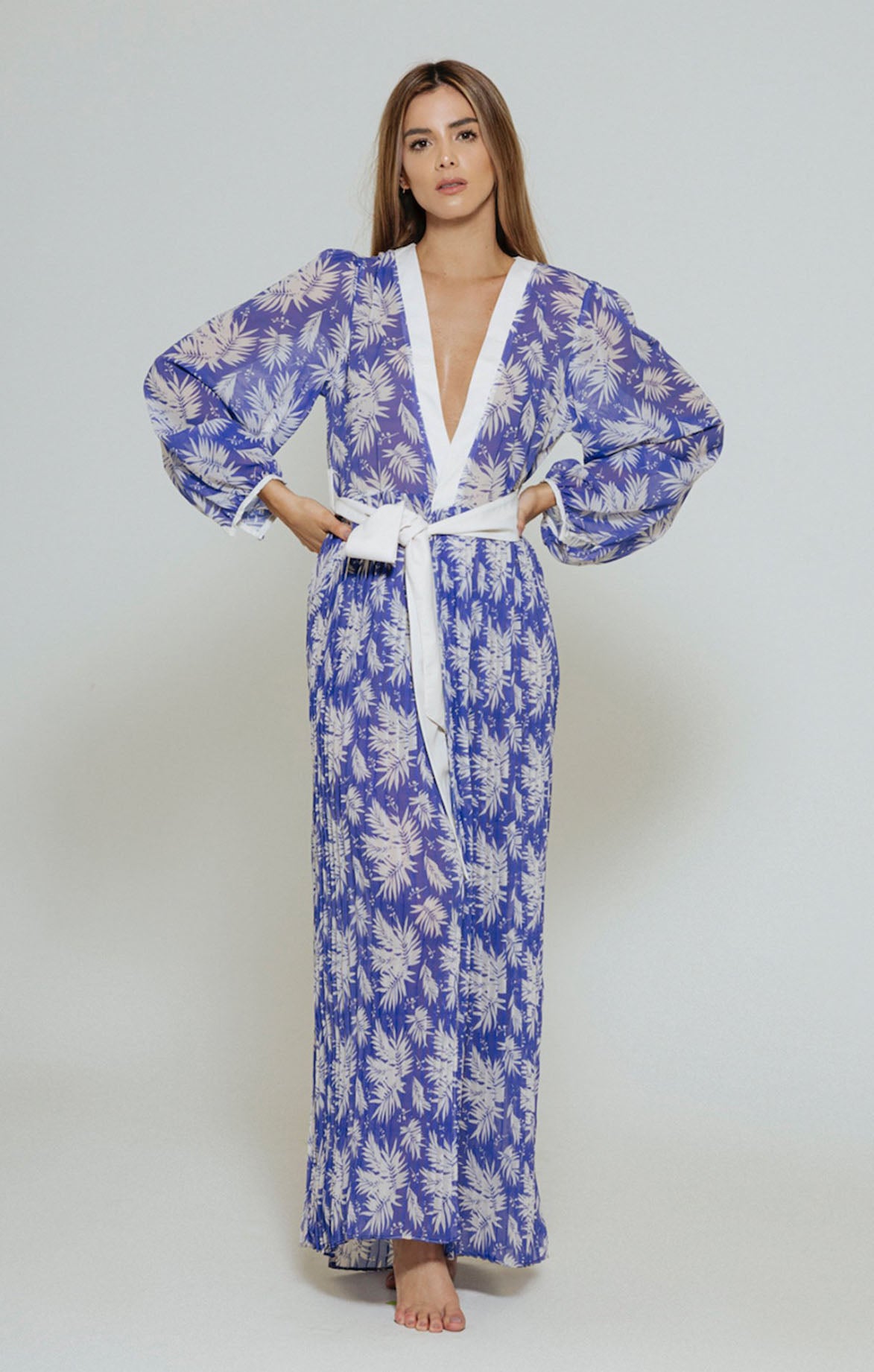 Purple Flowy Front-tie Robe